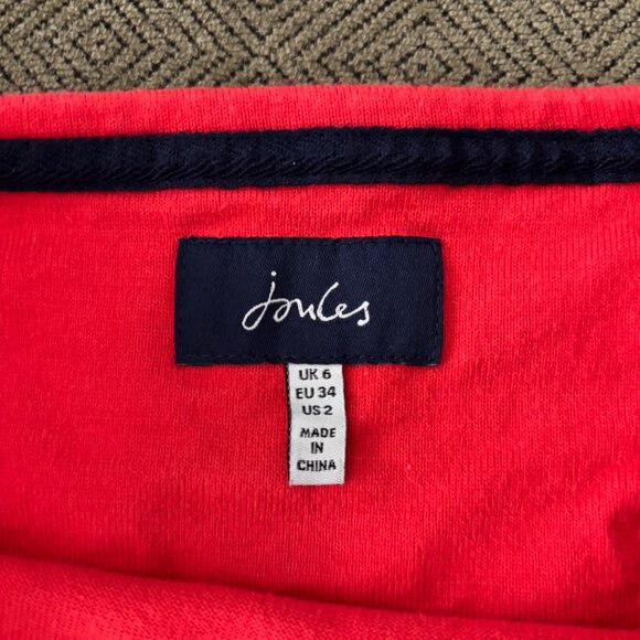 Joules Dachshund Red and White Striped Long Sleeved Shirt, Size 2, Small - Picture 3 of 6